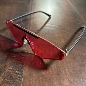 Futuristic Shield Sunglasses with Pink Lens